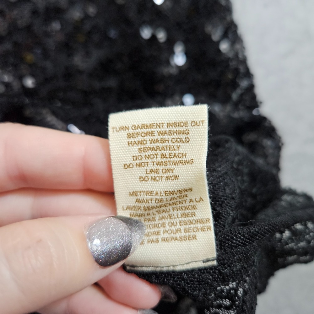 Intimately Free People Black Sheer Sequin Sexy Mini Sz M Cami Dress - Picture 12 of 12